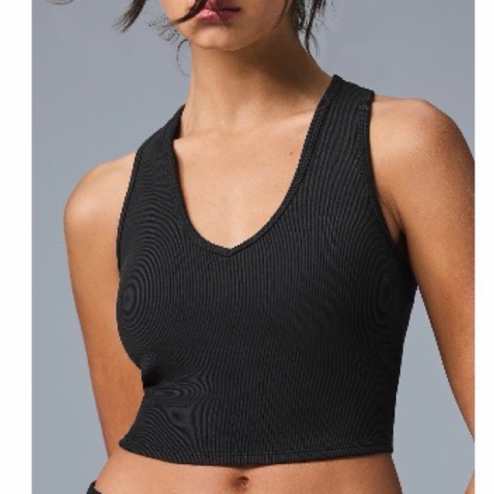 Alo Goddess Ribbed Cropped Racerback Tank NWT - Picture 4 of 4